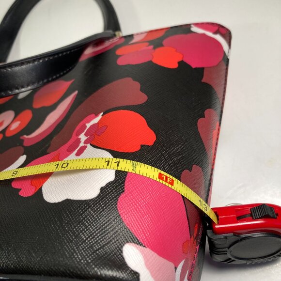 Kate Spade Floral Print Medium Shell Handbag Black, Pink, Red Rust Bag - Picture 7 of 9